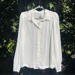 MUNTHE ivory‎ cream sheer textured viscose long sleeve button up blouse shirt